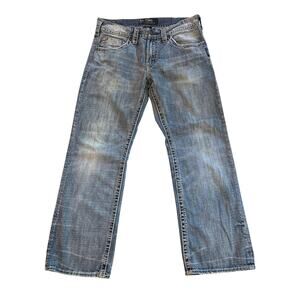 Silver Jeans Mens 33x30 Blue Zac Relaxed Fit Distressed Thick Stitch 100% Cotton